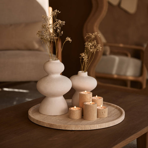 Cream Travertine Tealight Holder S Ø6x4cm