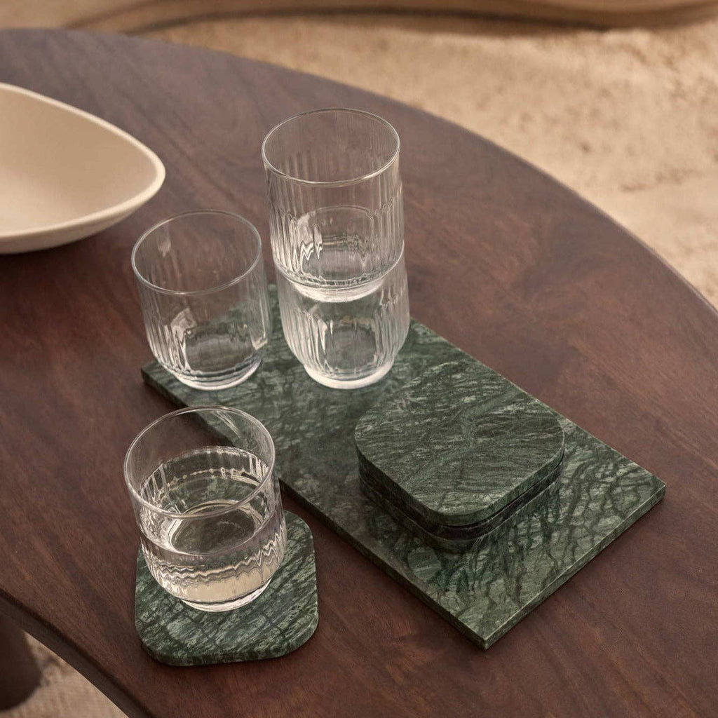 S/4 Green Marble Coasters