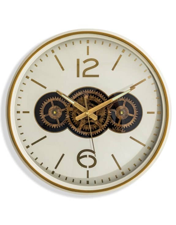 White / Cream Moving Gears Clock