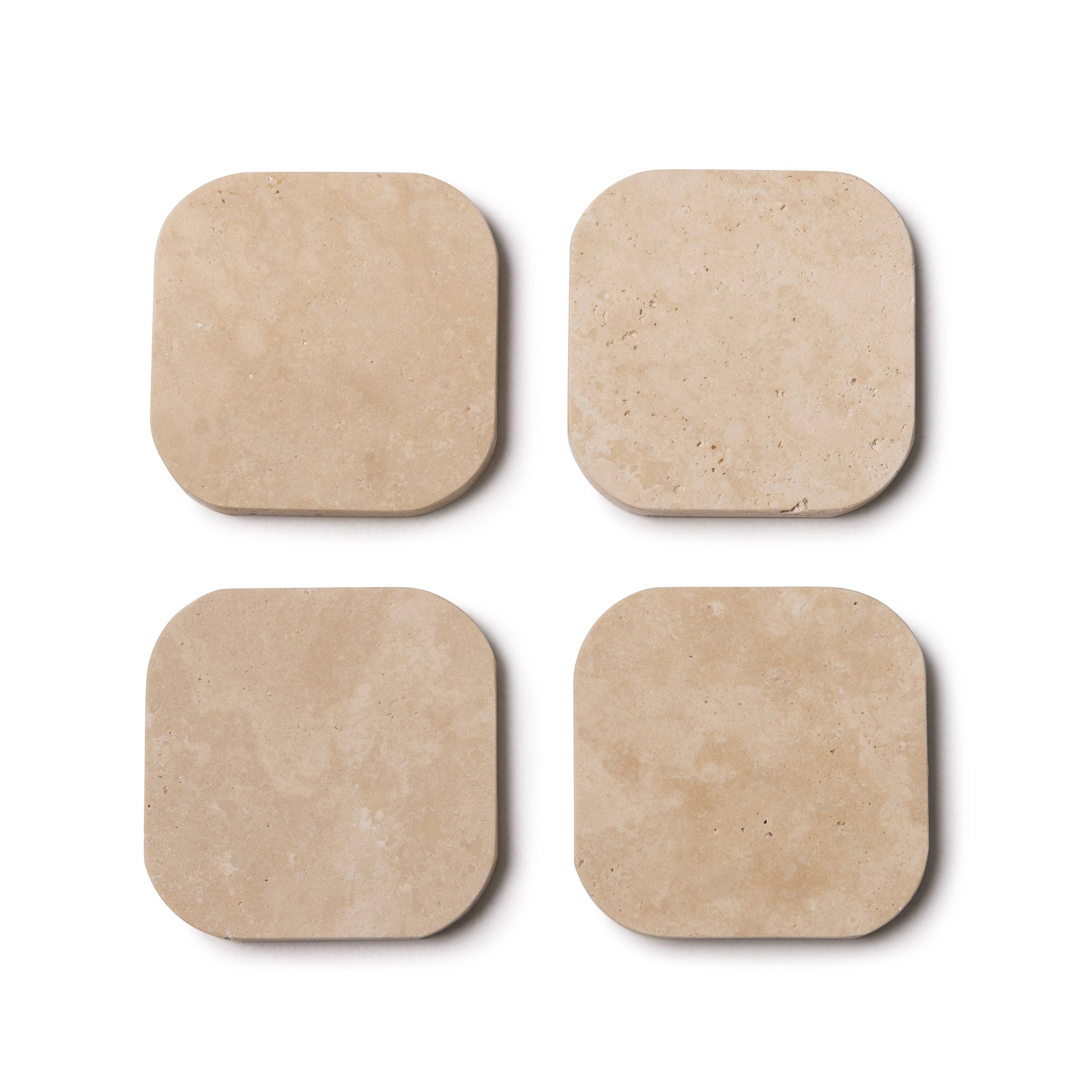 S/4 Organic Travertine coasters