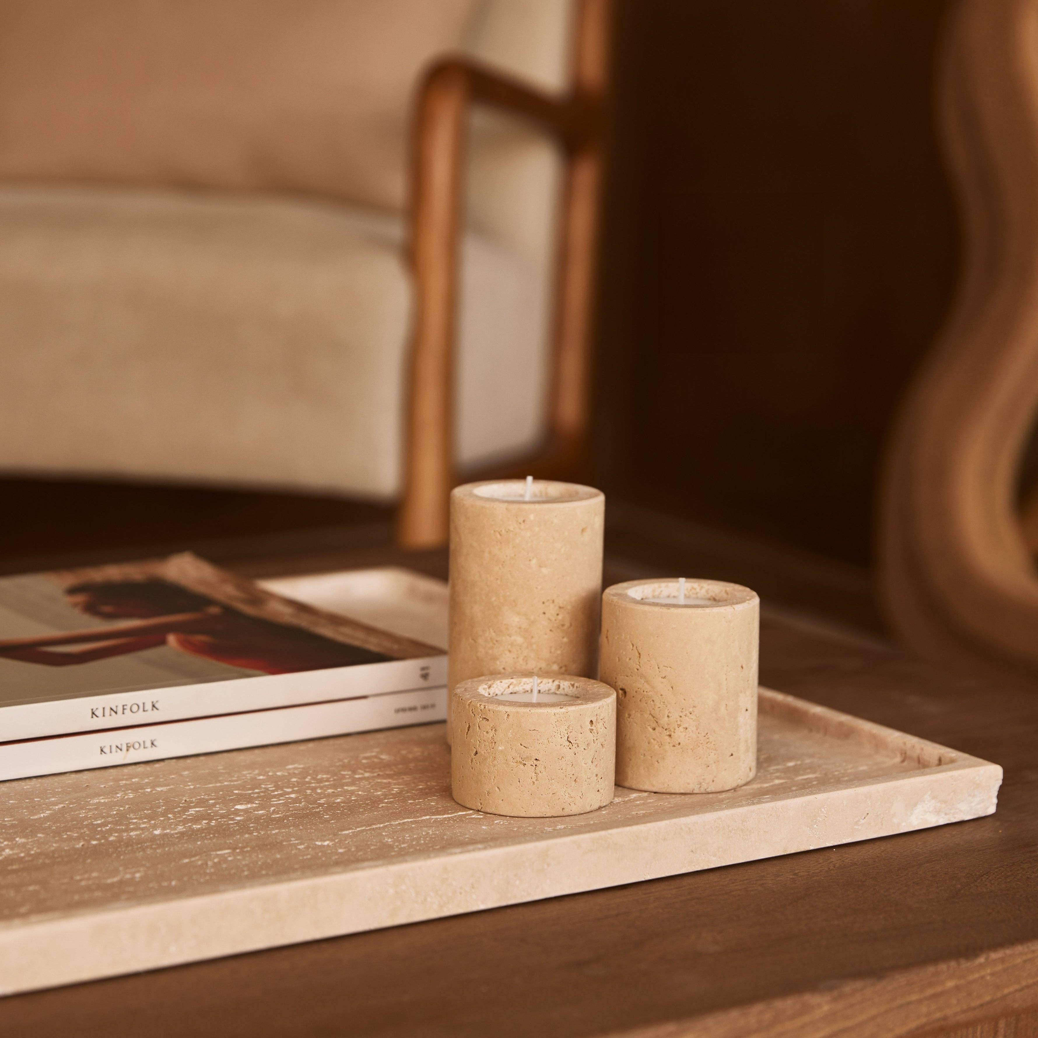 Cream Travertine Tealight Holder S Ø6x4cm