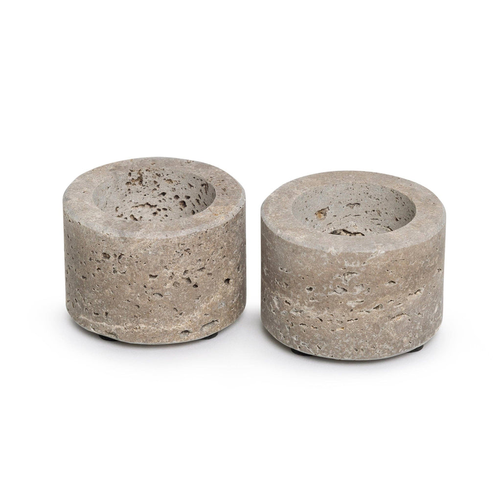 Titanium Travertine Tealight Holder S Ø6x4cm