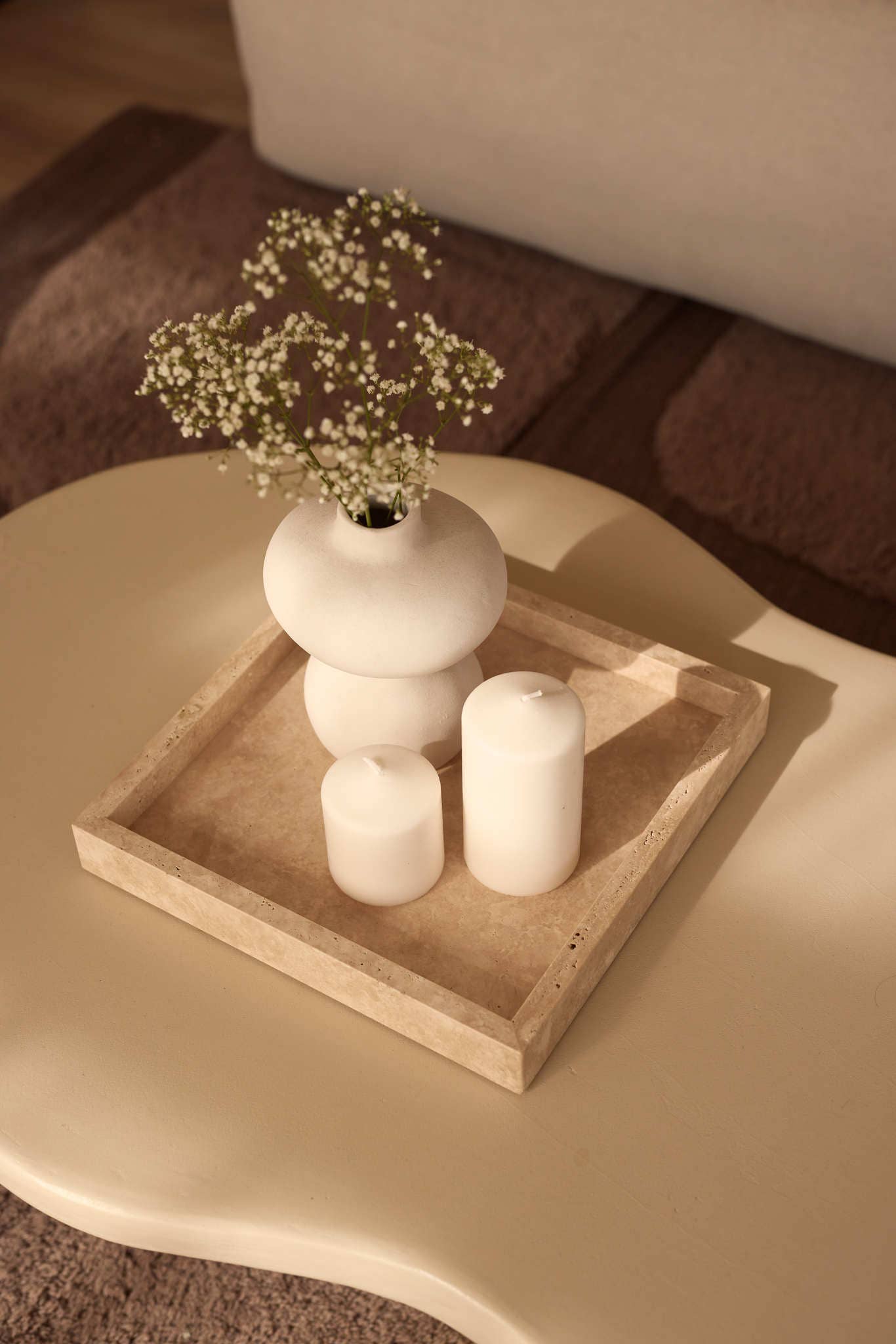 Travertine Square Tray 30x30 cm
