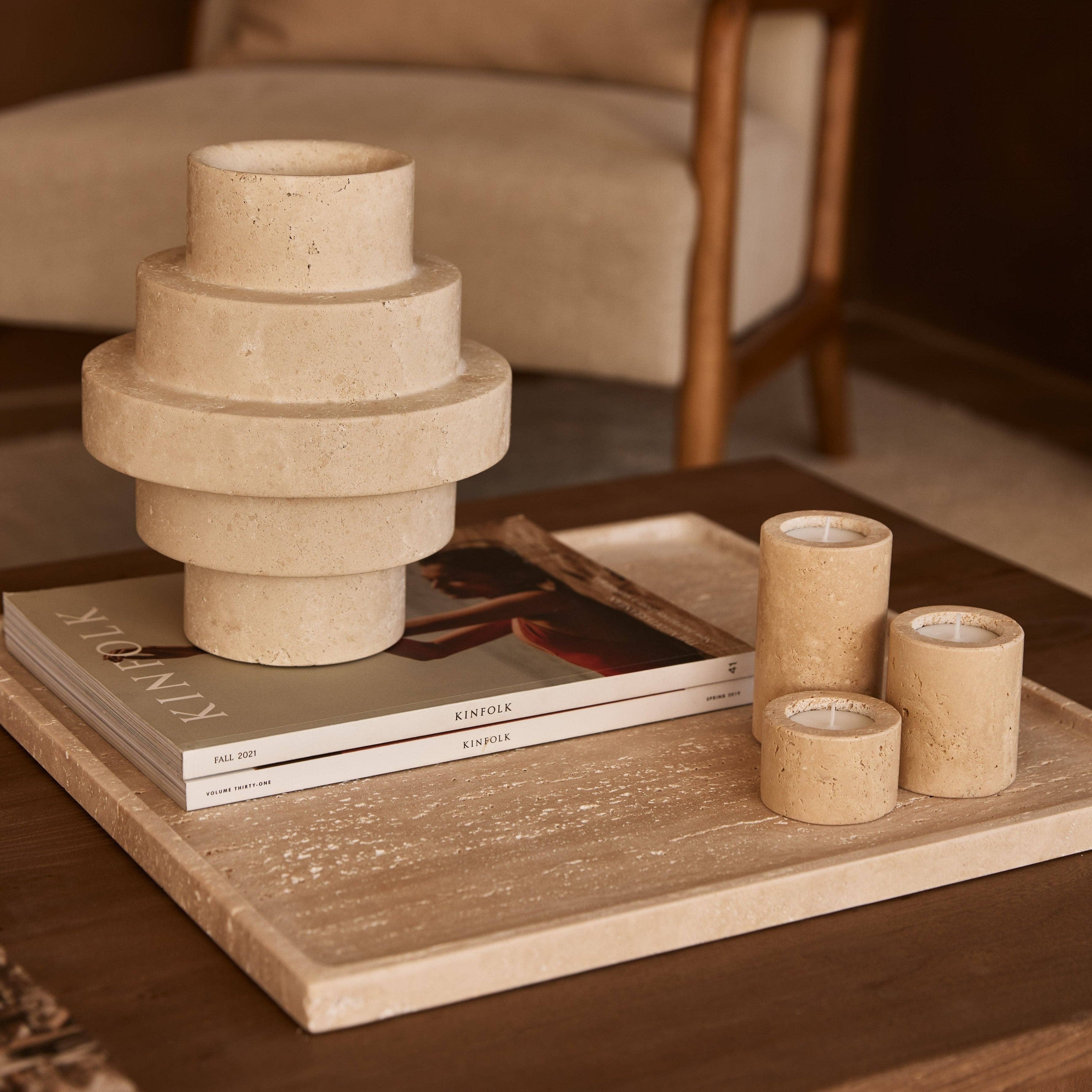 Travertine Square Tray 45x45cm