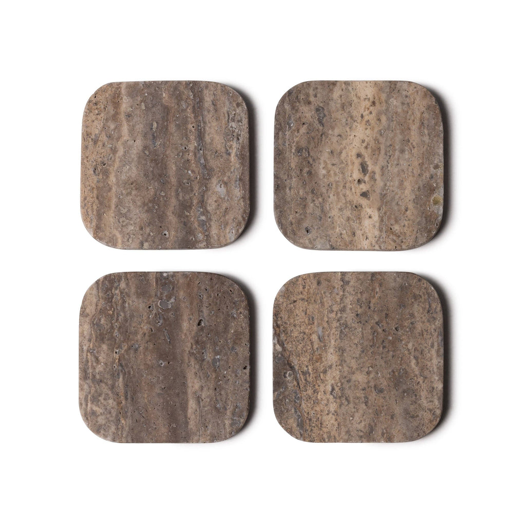 S/4 Titanium Travertine Coasters