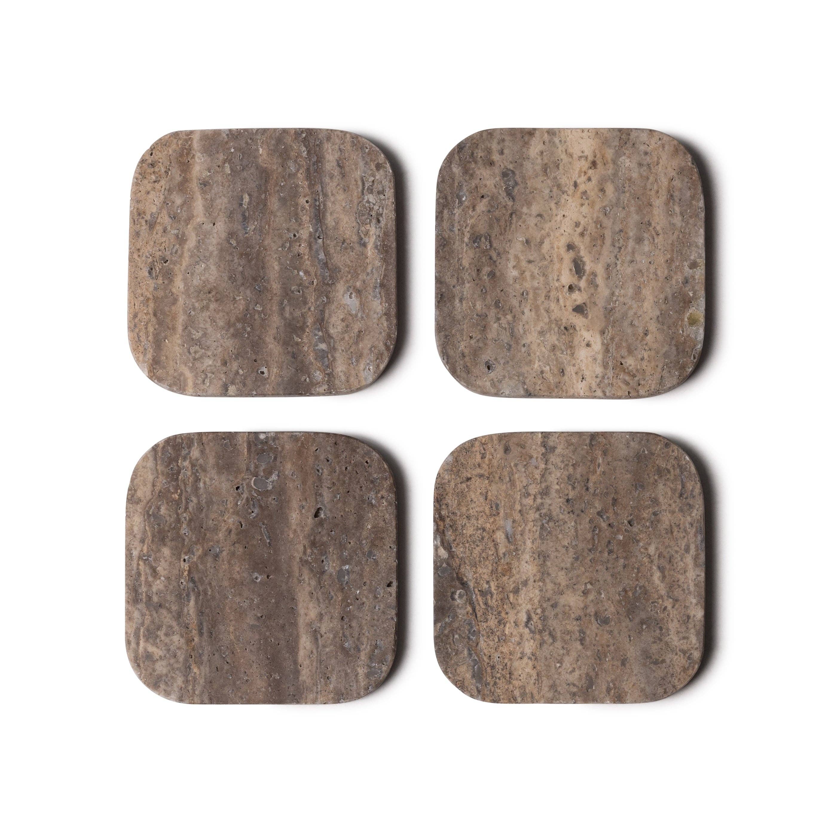 S/4 Titanium Travertine Coasters