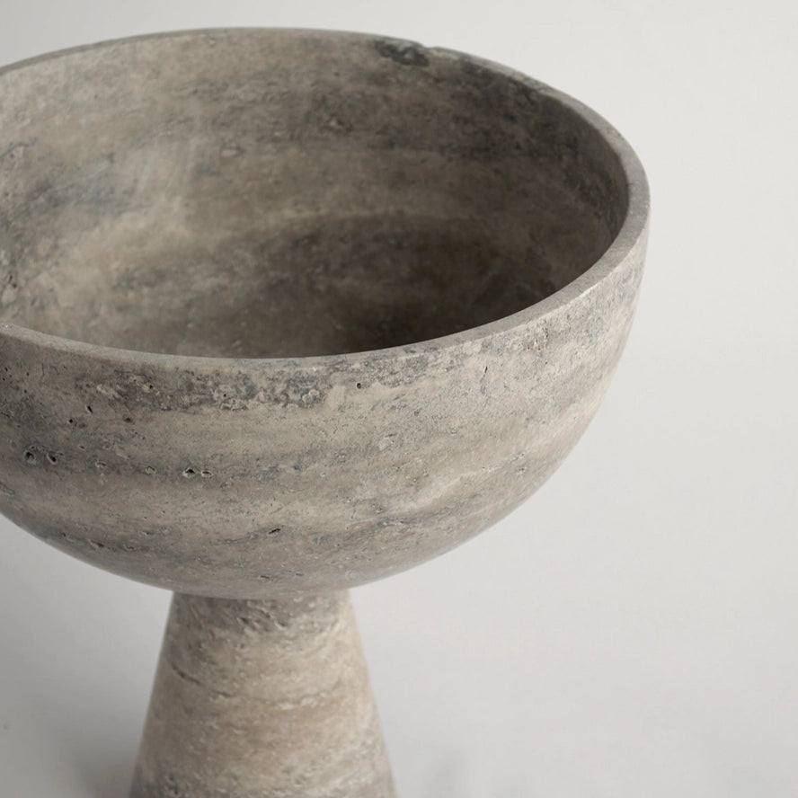 Eclipse Travertine Pedestal Bowl