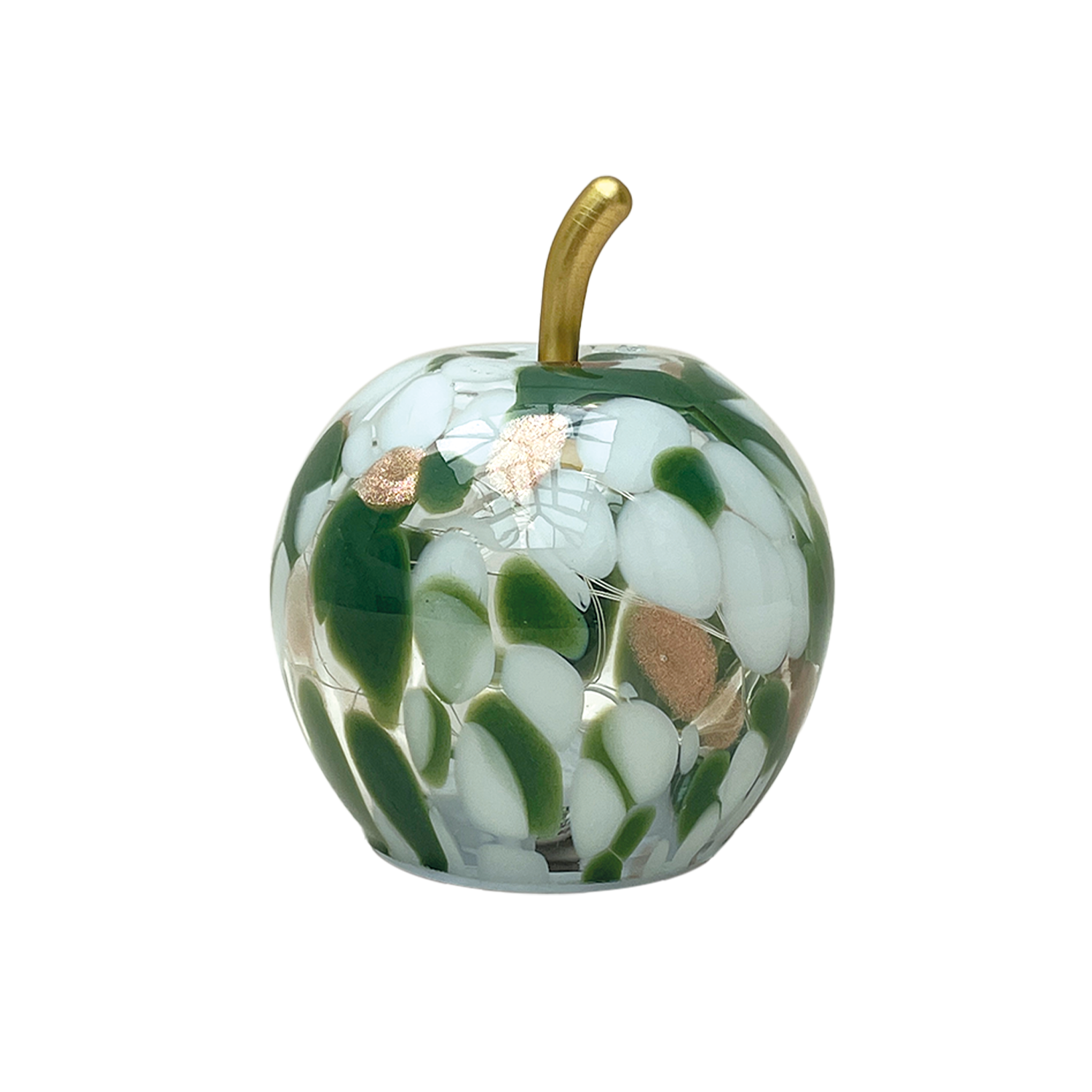 Green speckled apple LED decoration, battery-operated, D11 H11.5cm