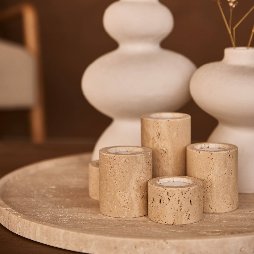 Cream Travertine Tealight Holder S Ø6x4cm