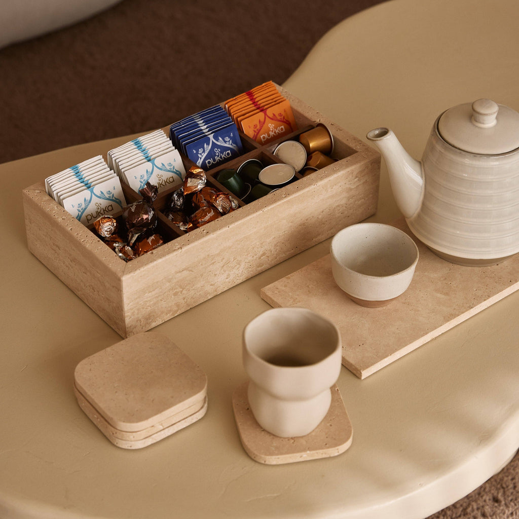 S/4 Organic Travertine coasters