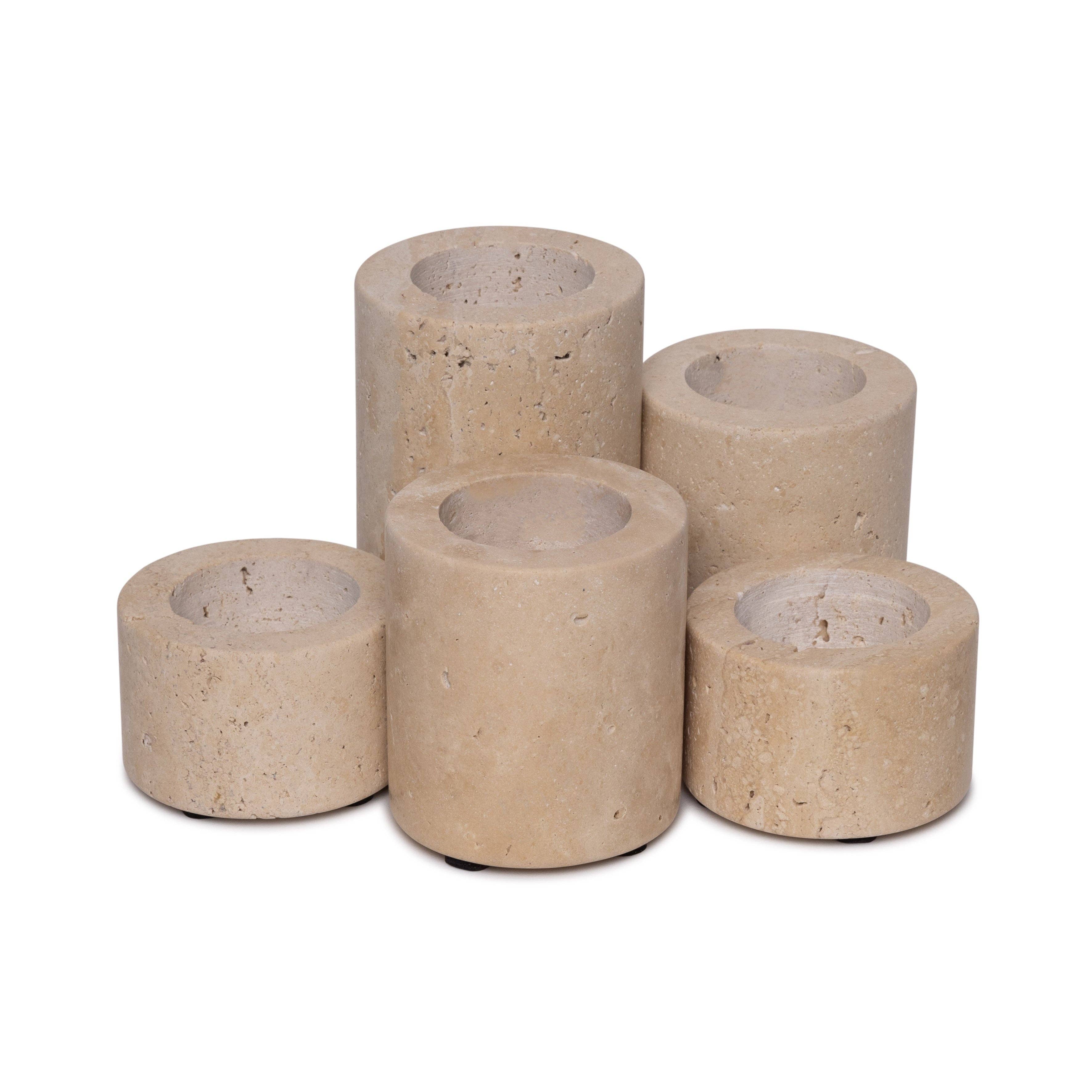 Cream Travertine Tealight Holder S Ø6x4cm
