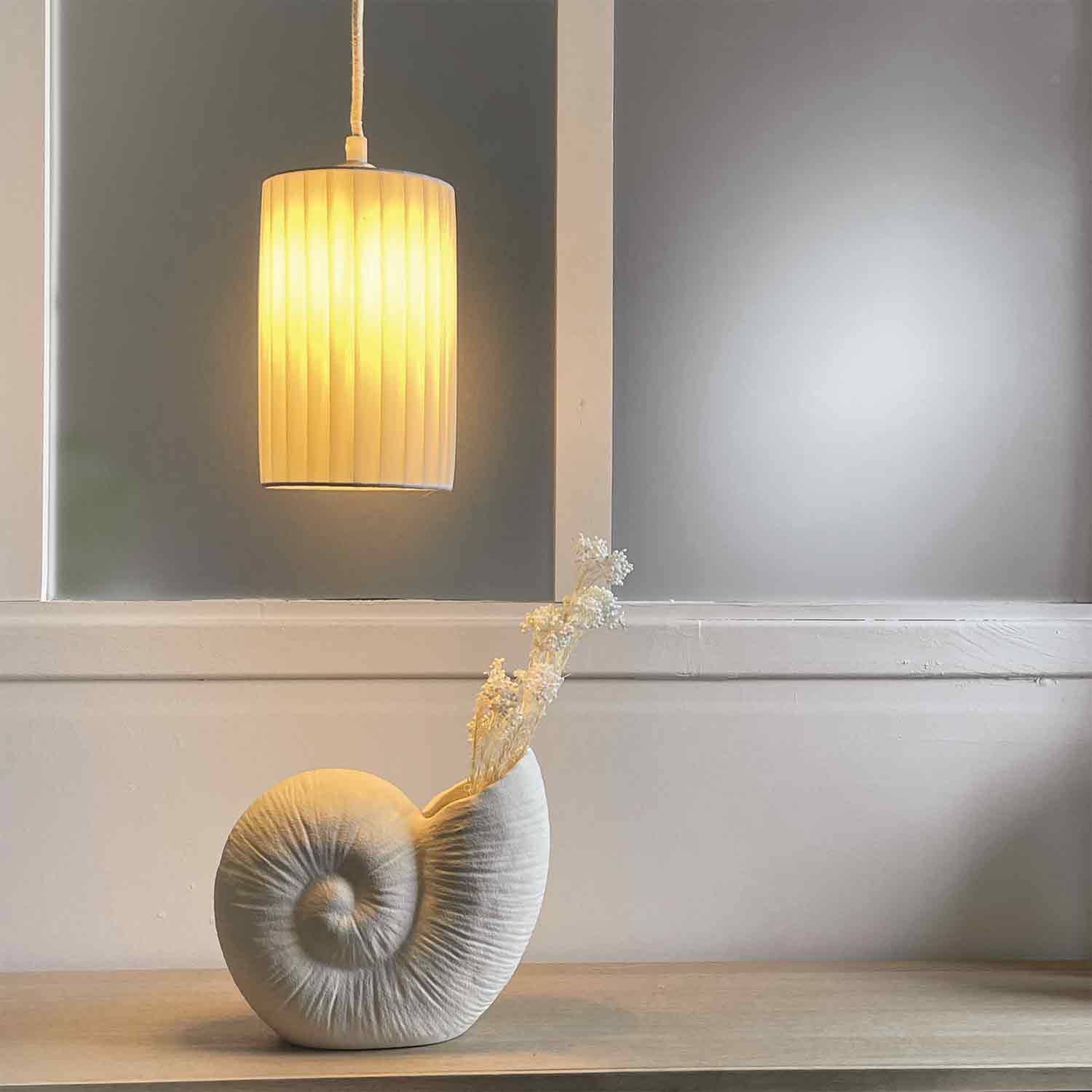 Khaki Shell Ceramic Vase L20.7 D9.5 H17.5cm