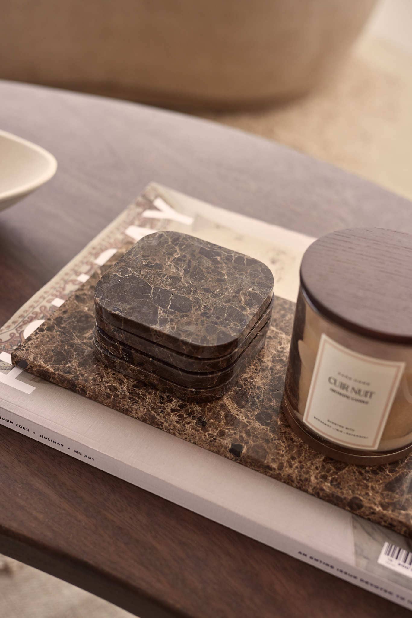 S/4 Brown Marble Coasters