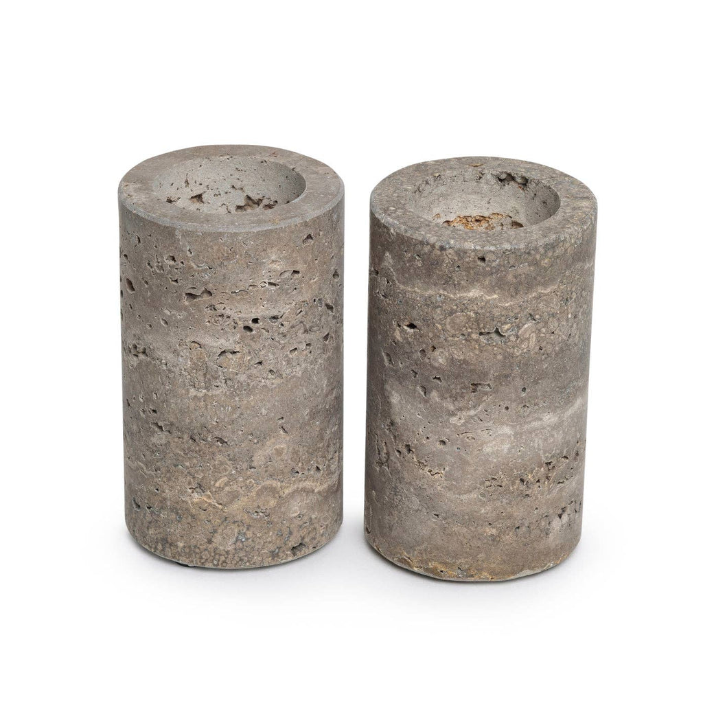 Titanium Travertine Tealight Holder L Ø6x10cm