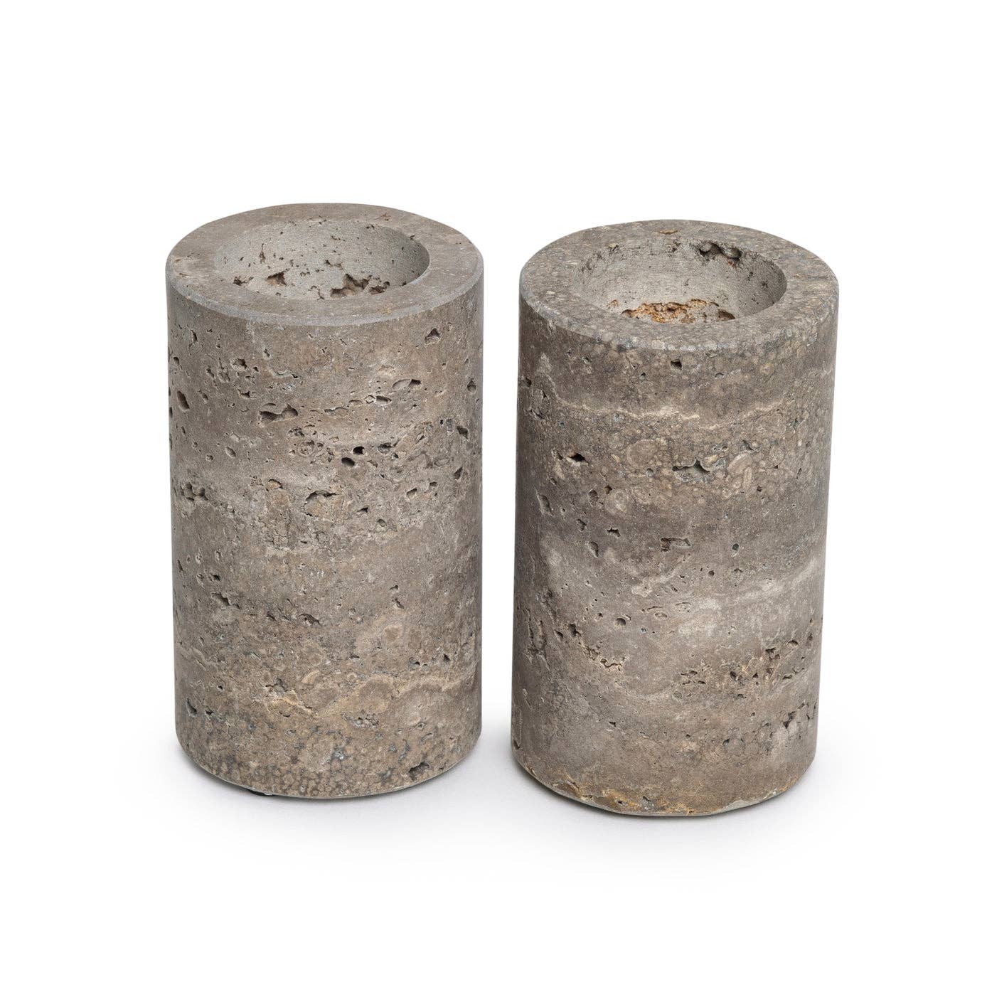 Titanium Travertine Tealight Holder L Ø6x10cm