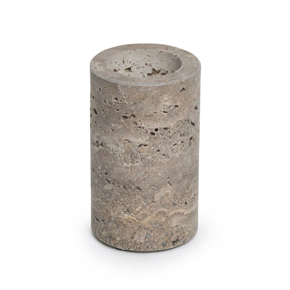 Titanium Travertine Tealight Holder L Ø6x10cm