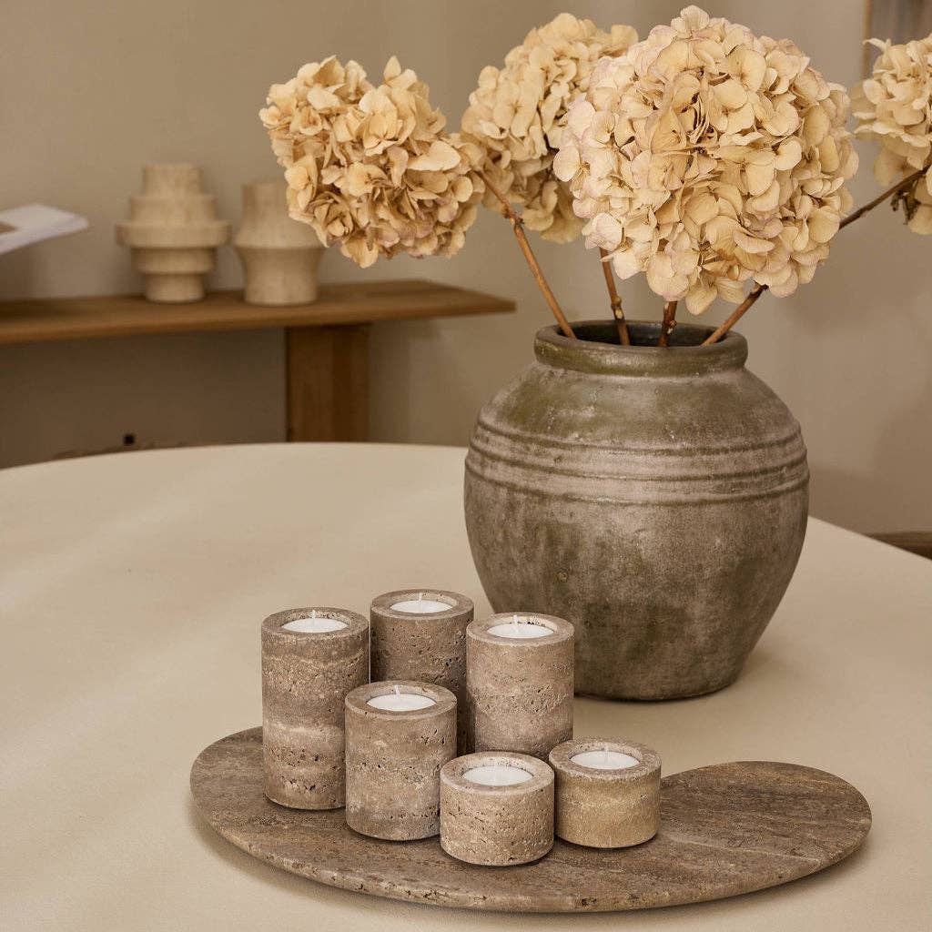 Organic Titanium Travertine Tray