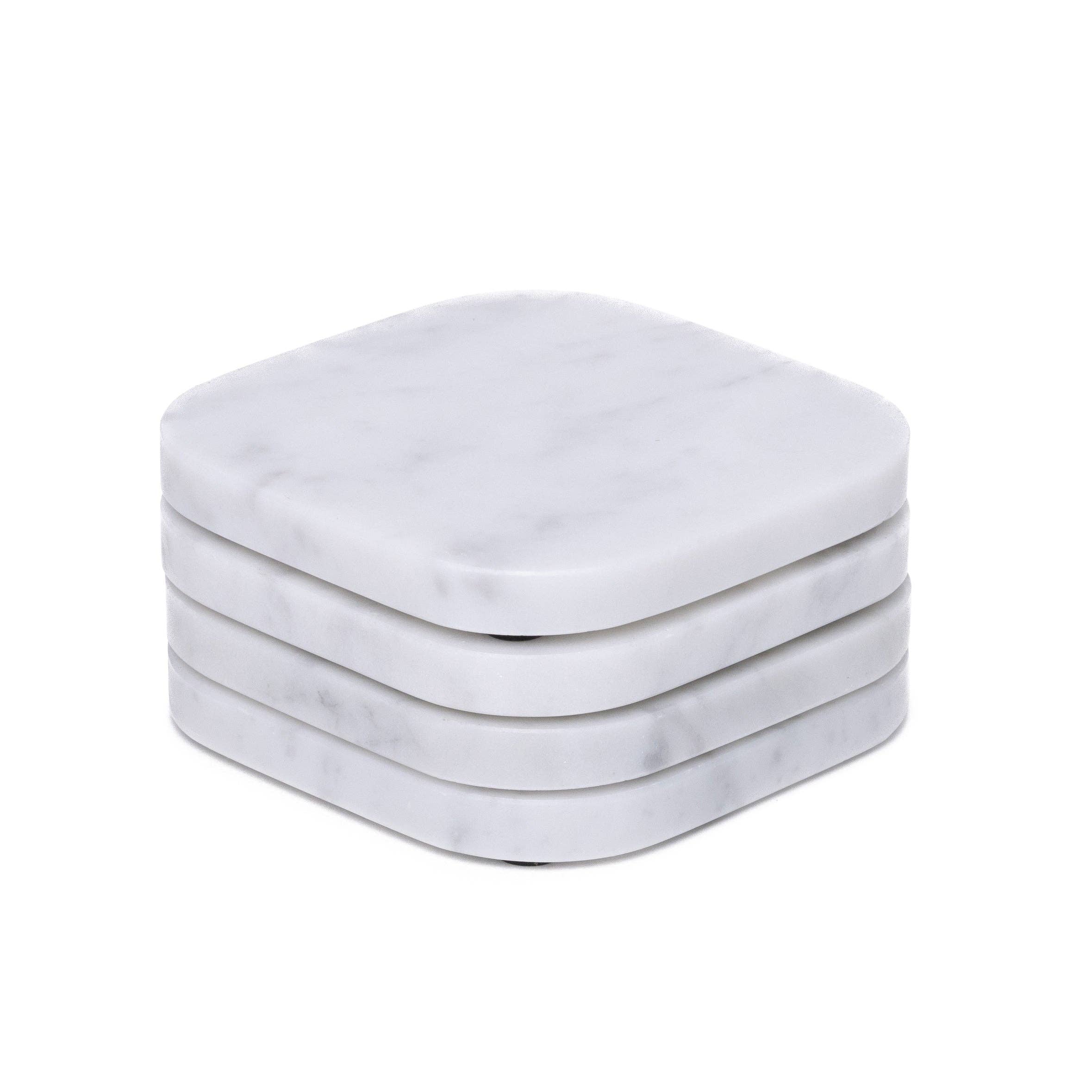 S/4 White Marble Coasters