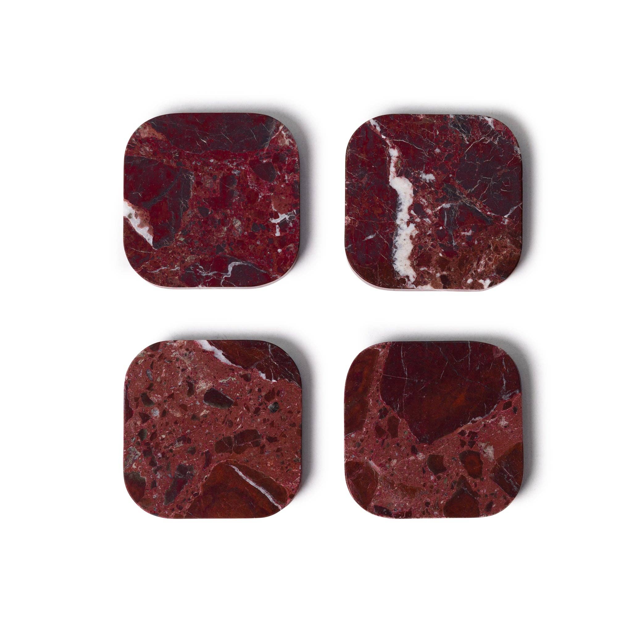 S/4 Red Marble Coasters