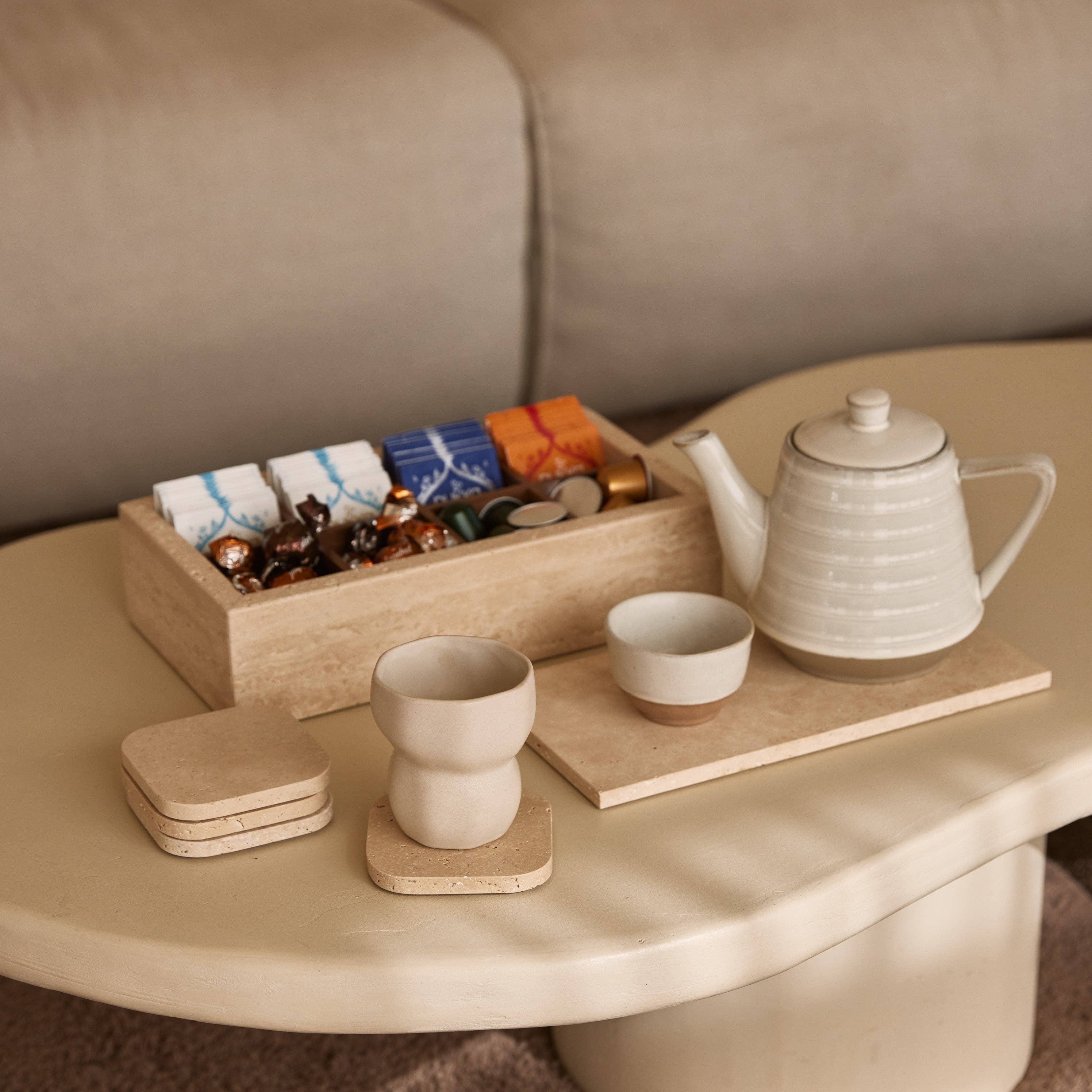 S/4 Organic Travertine coasters