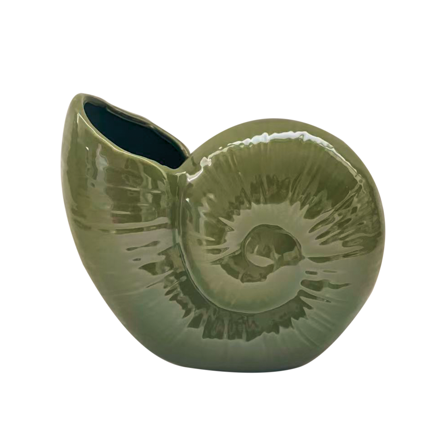 Khaki Shell Ceramic Vase L20.7 D9.5 H17.5cm
