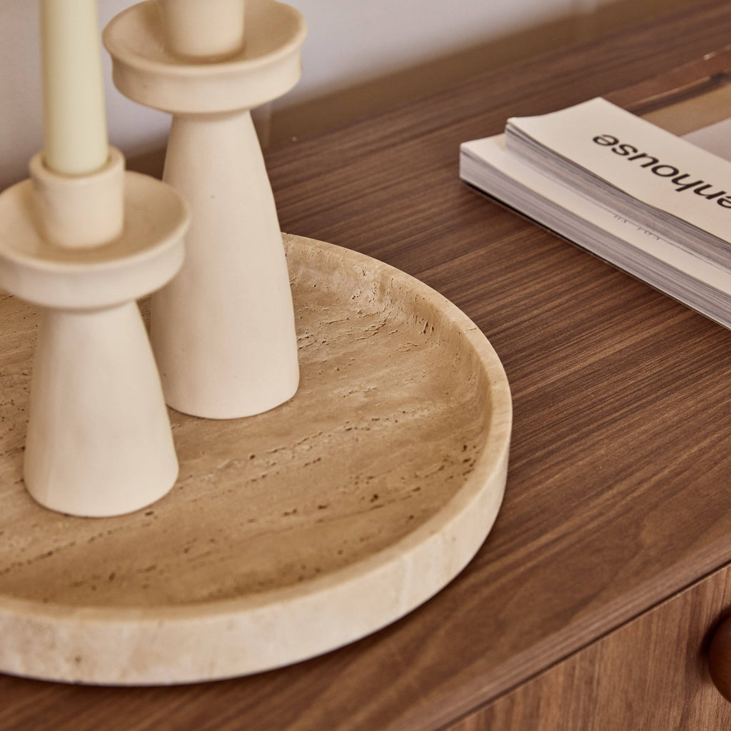 Travertine Tray Round w/Edge Ø30cm