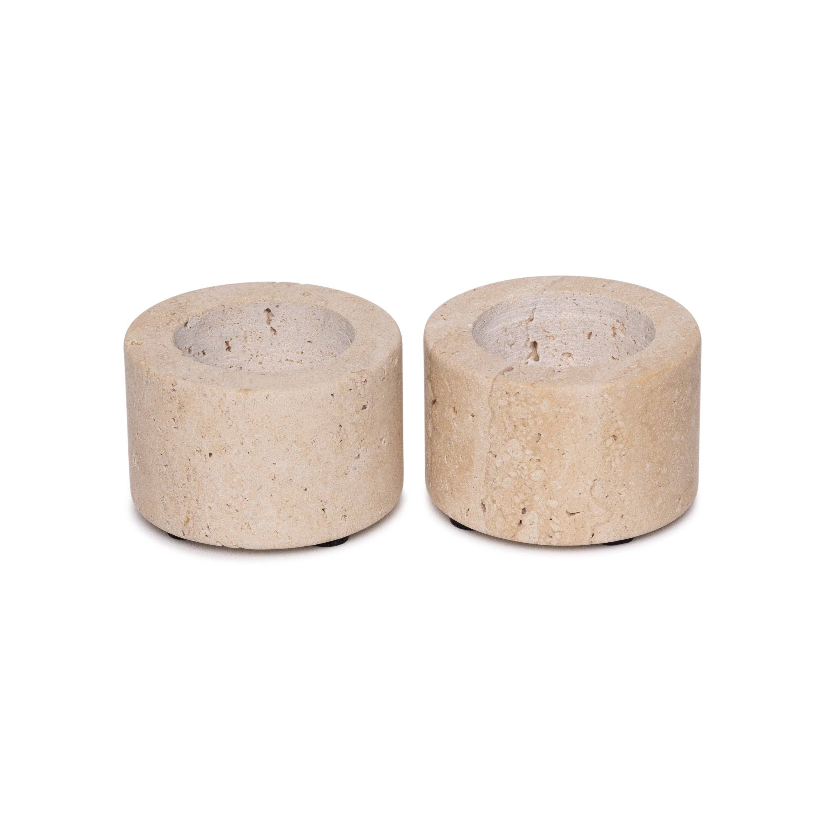 Cream Travertine Tealight Holder S Ø6x4cm