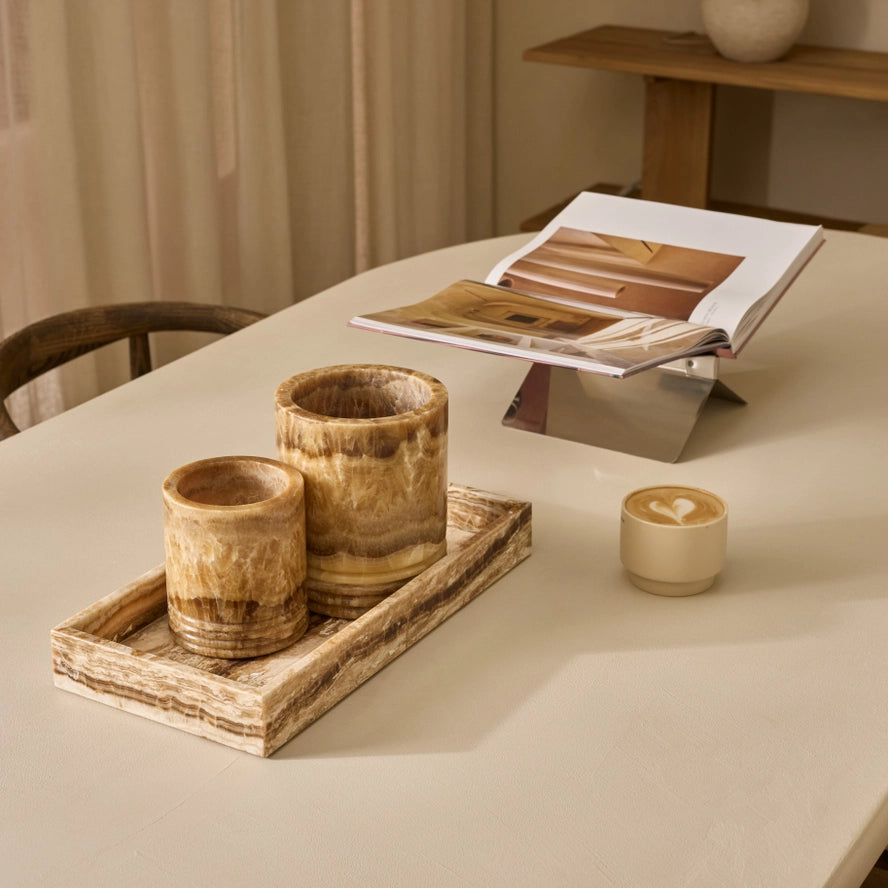 Sandal Onyx Marble Rectangle Tray 40x20cm