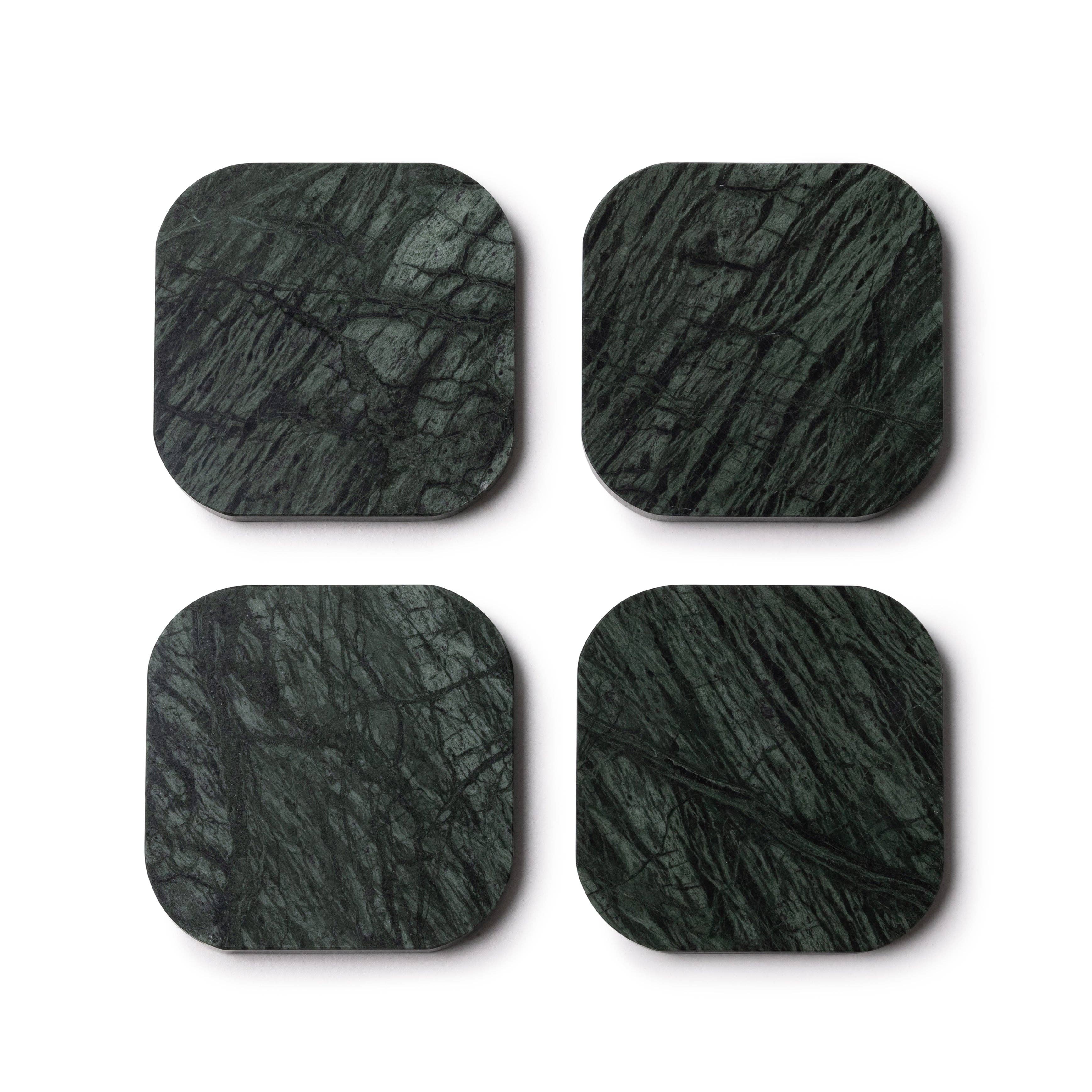 S/4 Green Marble Coasters