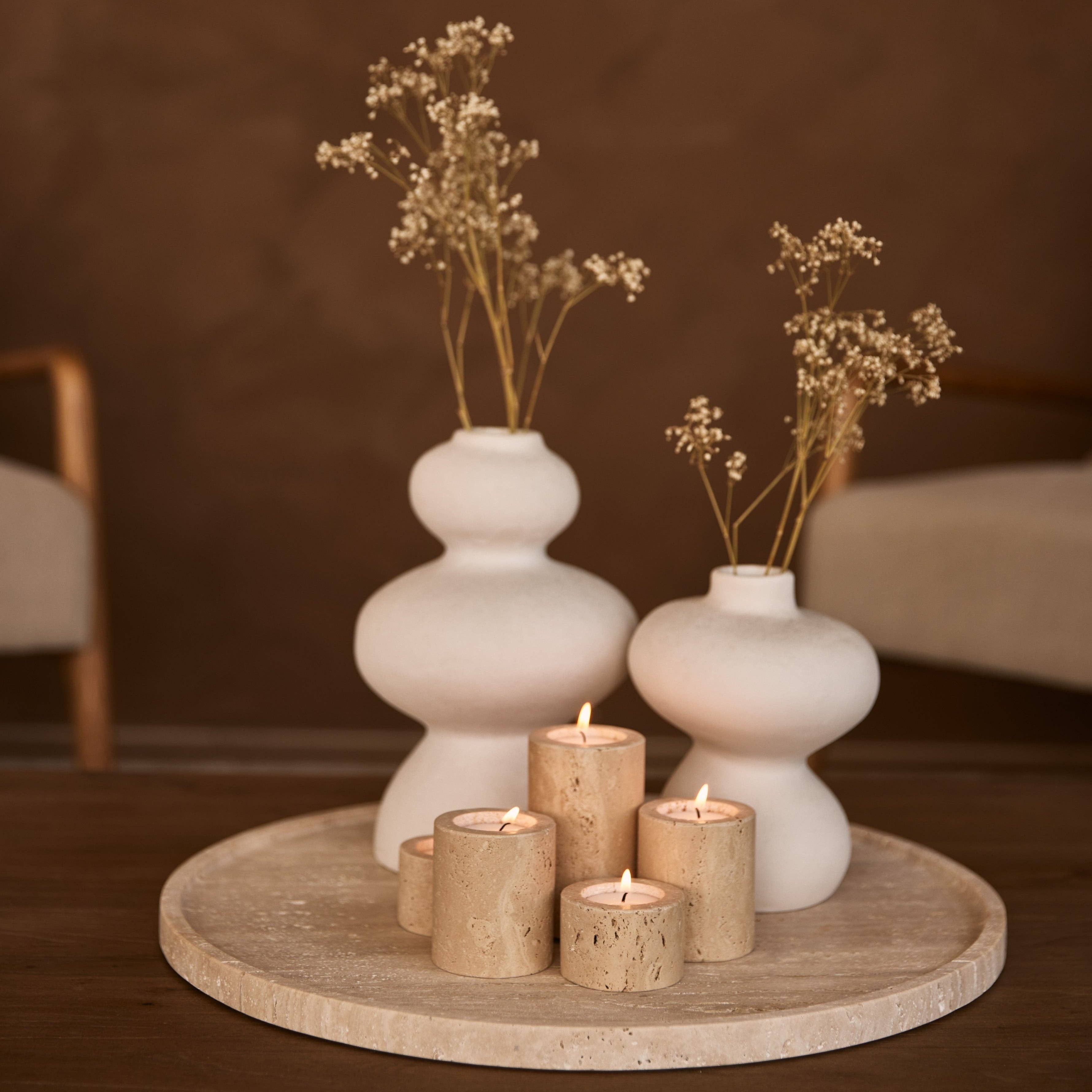 Cream Travertine Tealight Holder S Ø6x4cm