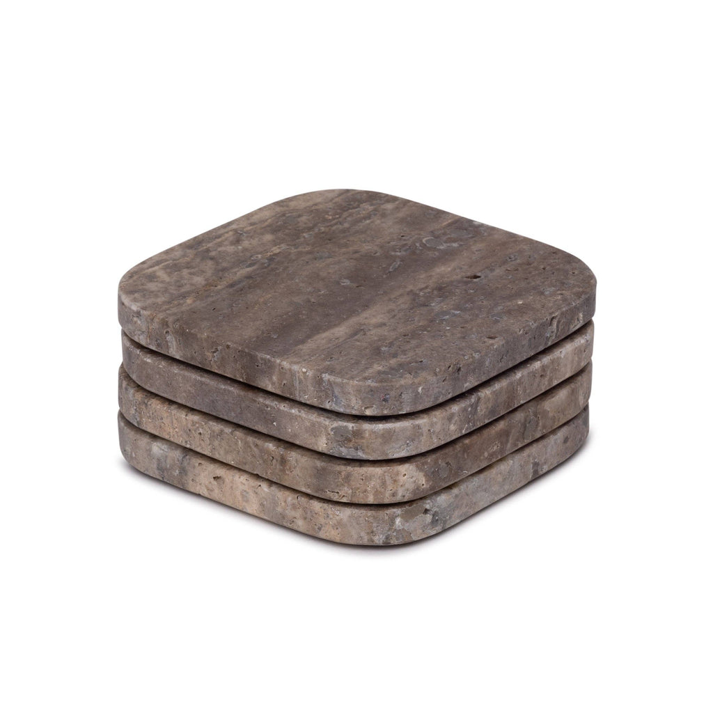 S/4 Titanium Travertine Coasters