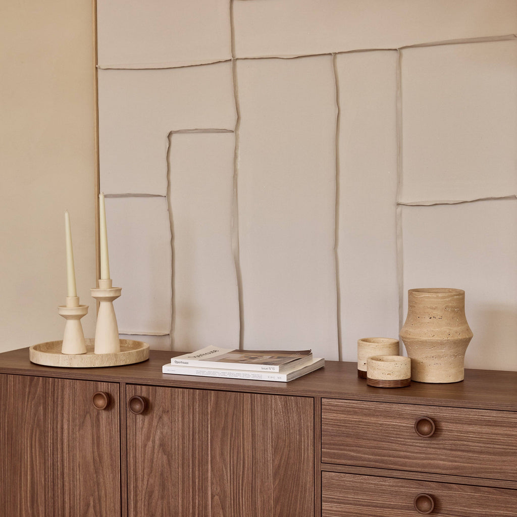 Travertine Tray Round w/Edge Ø30cm
