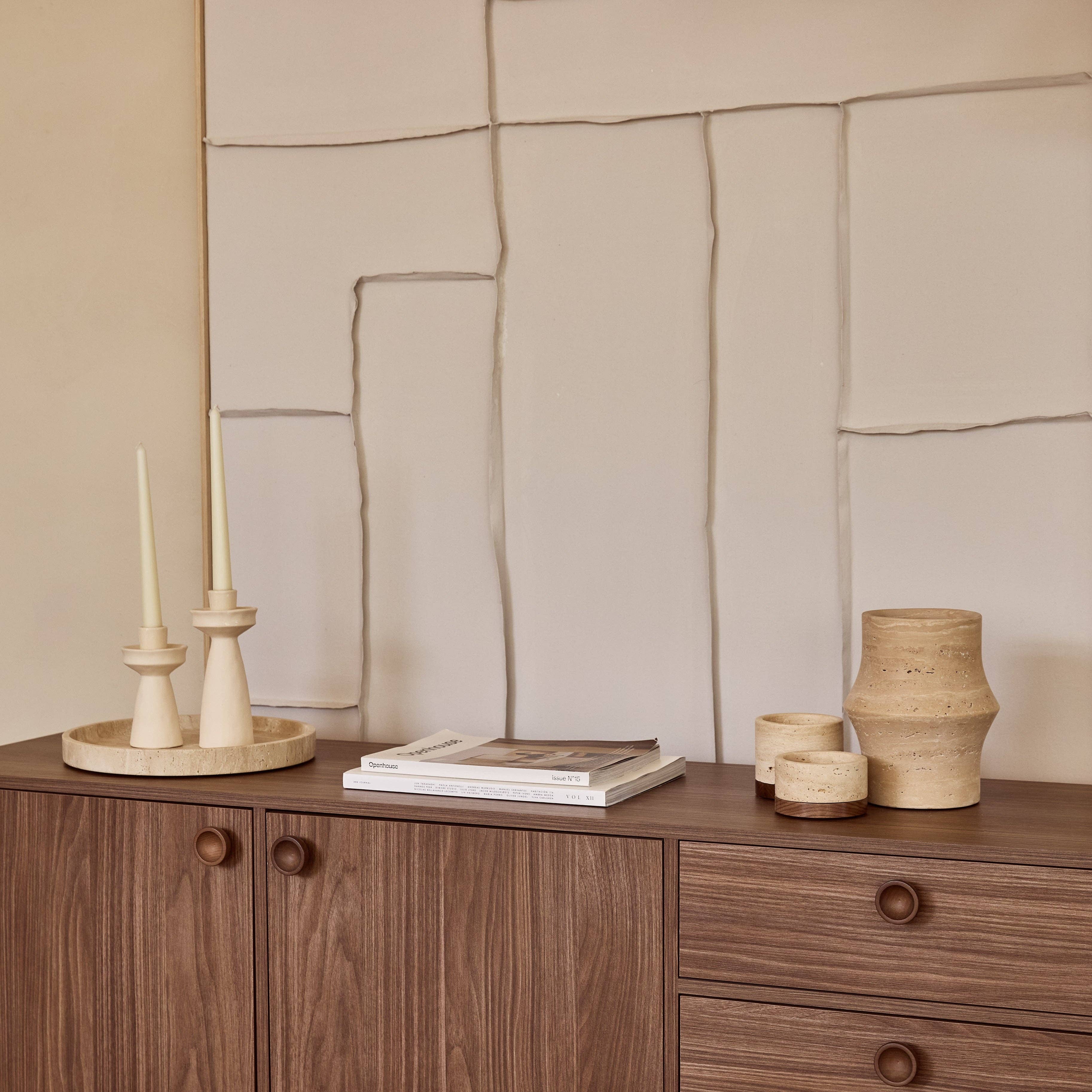Travertine Tray Round w/Edge Ø30cm