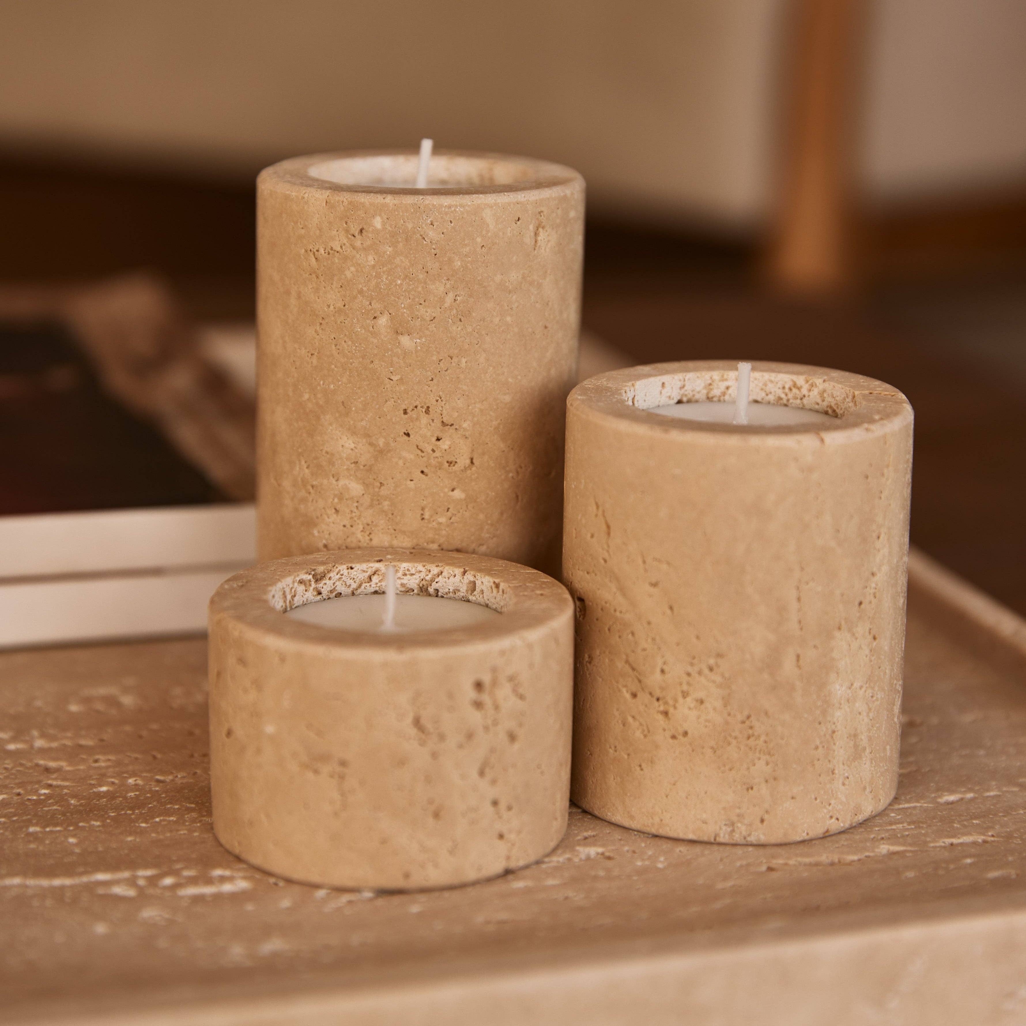 Cream Travertine Tealight Holder S Ø6x4cm