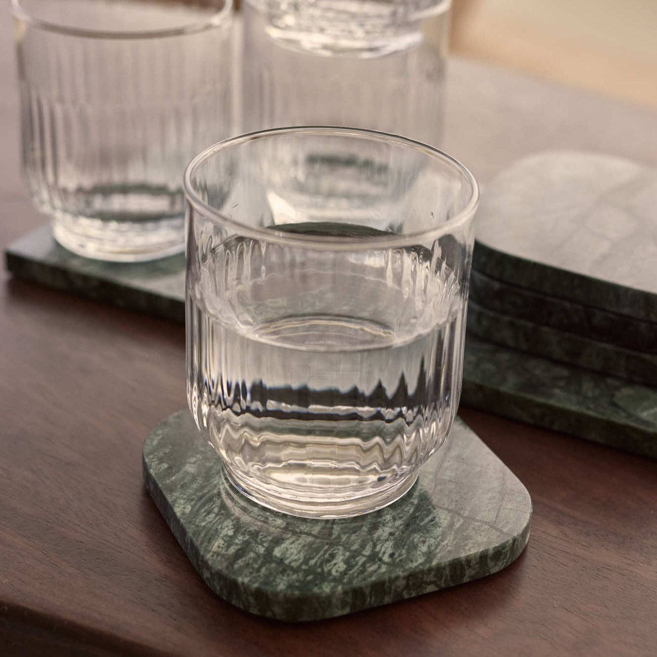 S/4 Green Marble Coasters