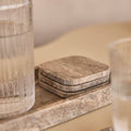 S/4 Titanium Travertine Coasters