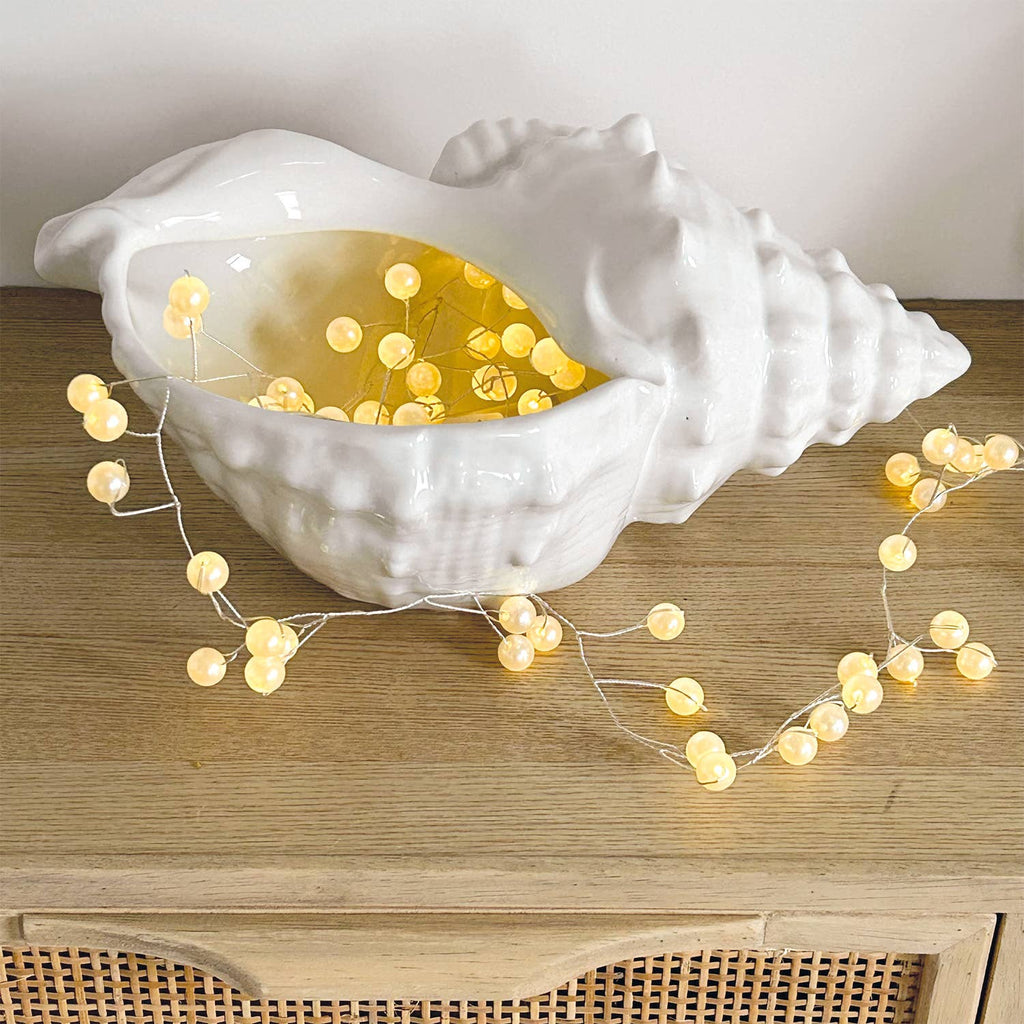 White shell pot decoration L31.5 W20 H13.6cm