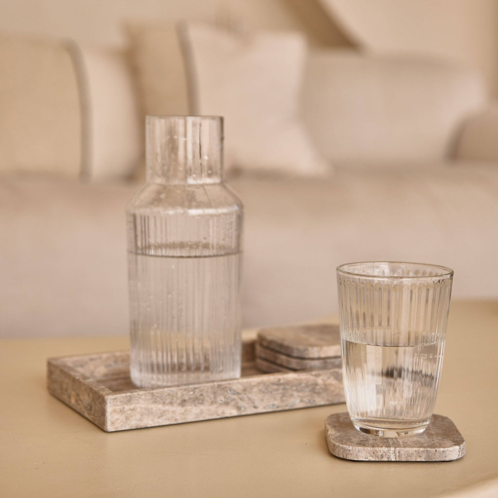 S/4 Titanium Travertine Coasters