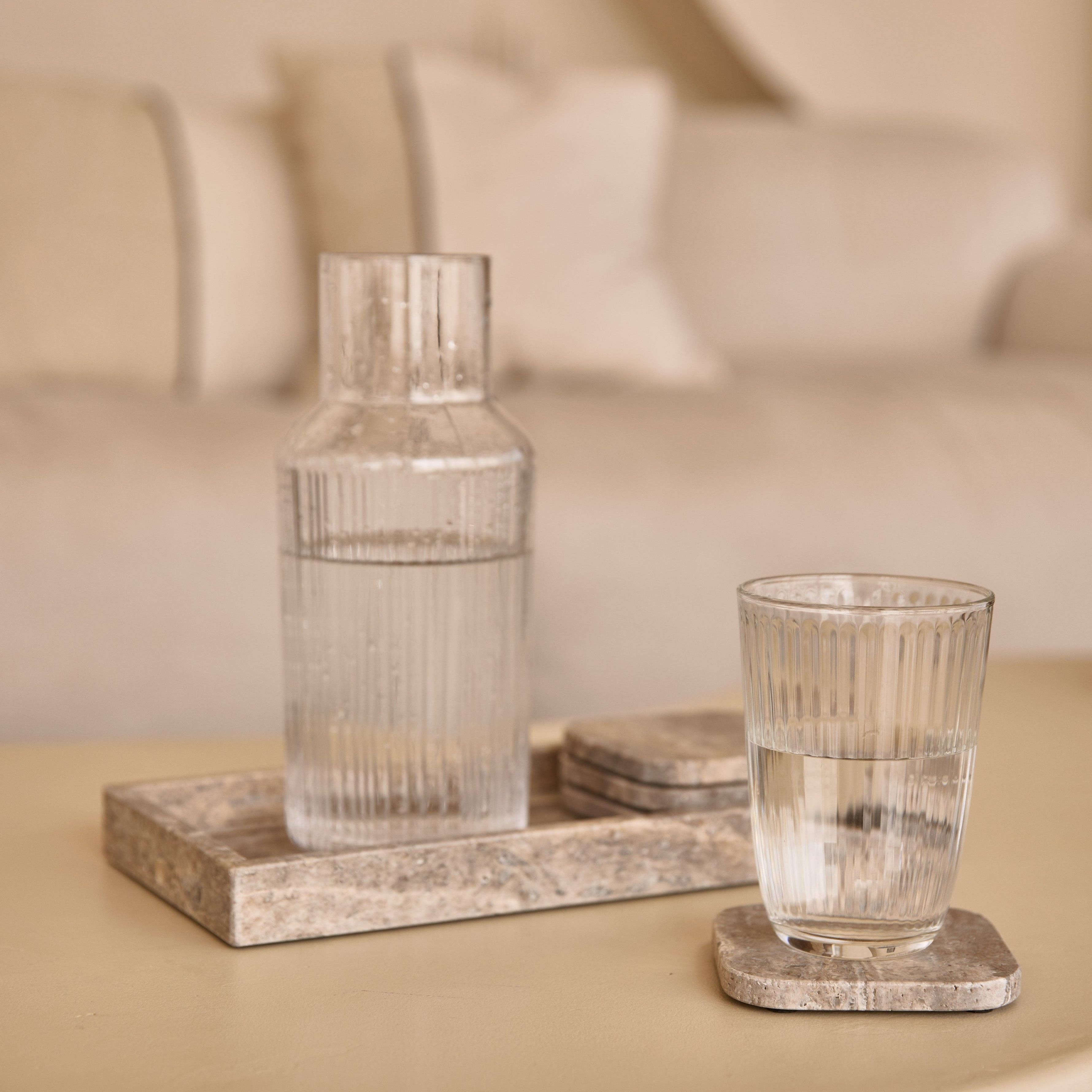 S/4 Titanium Travertine Coasters