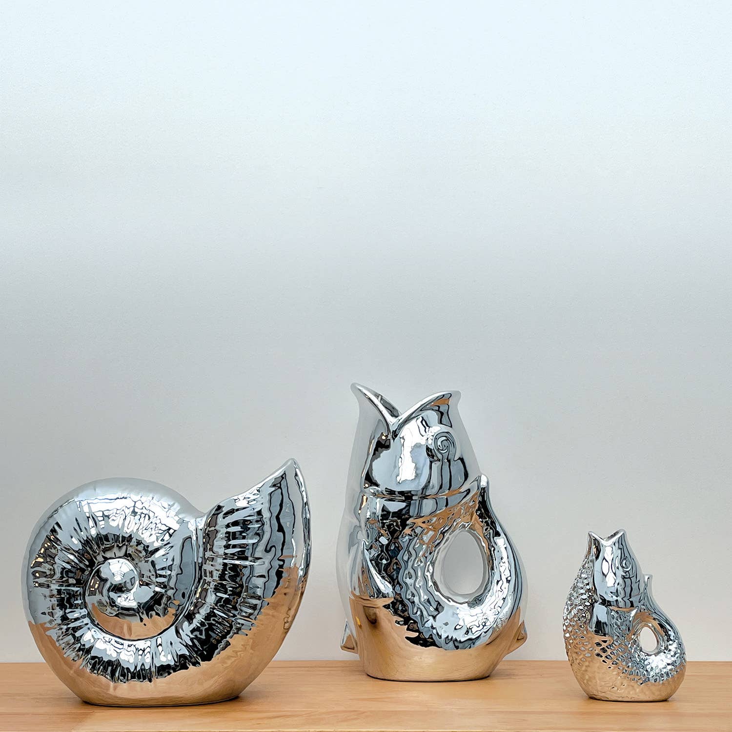 Silver Shell Ceramic Vase L20.7 W9.5 H17.5cm