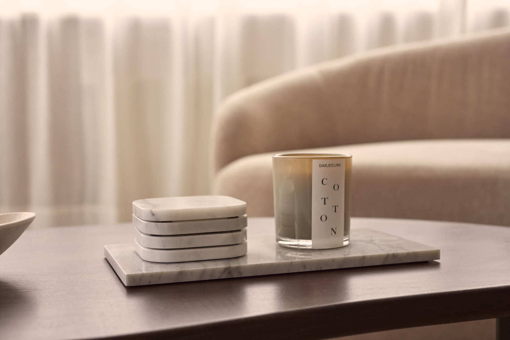 S/4 White Marble Coasters