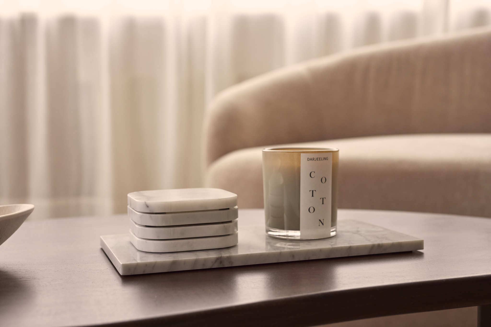 S/4 White Marble Coasters