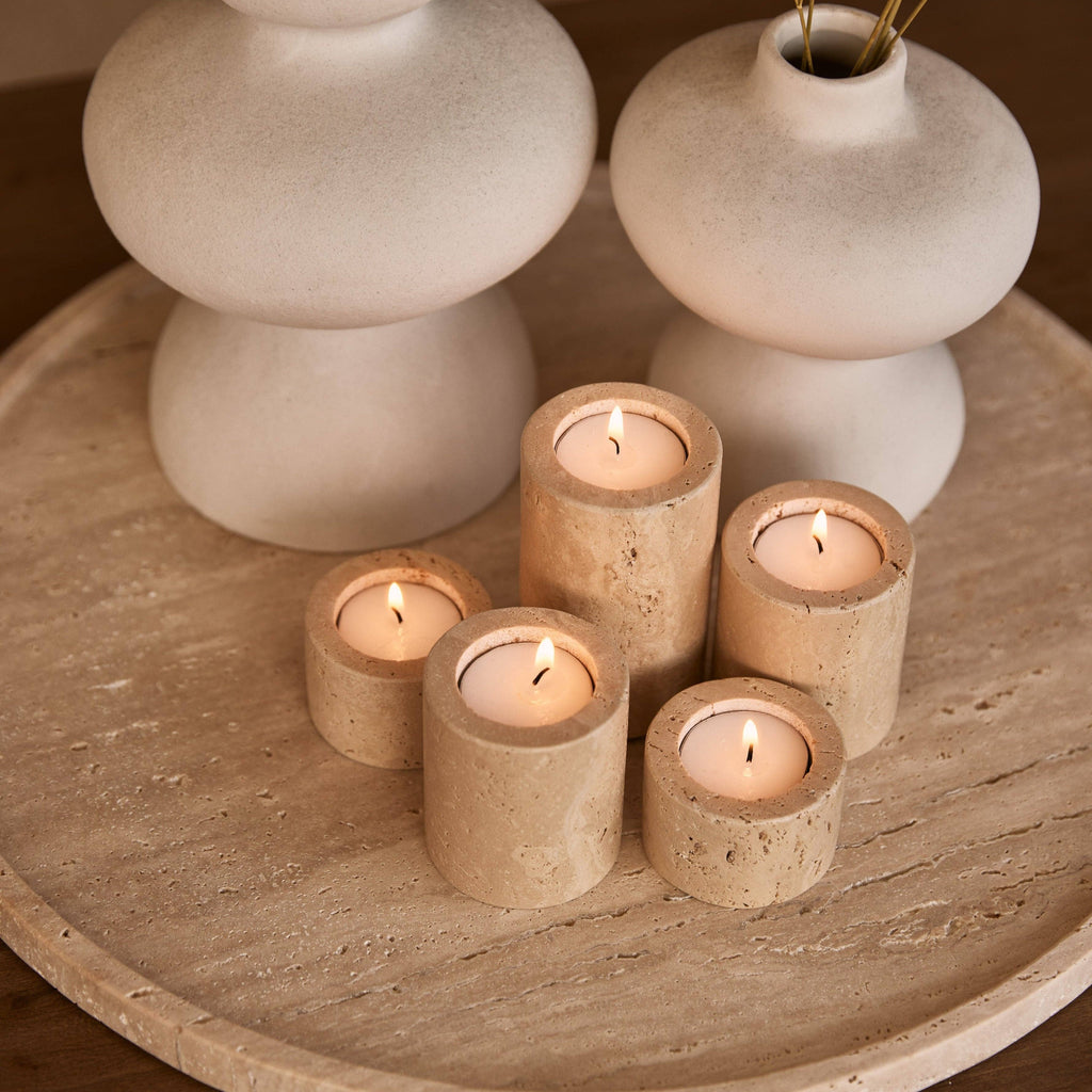 Cream Travertine Tealight Holder S Ø6x4cm