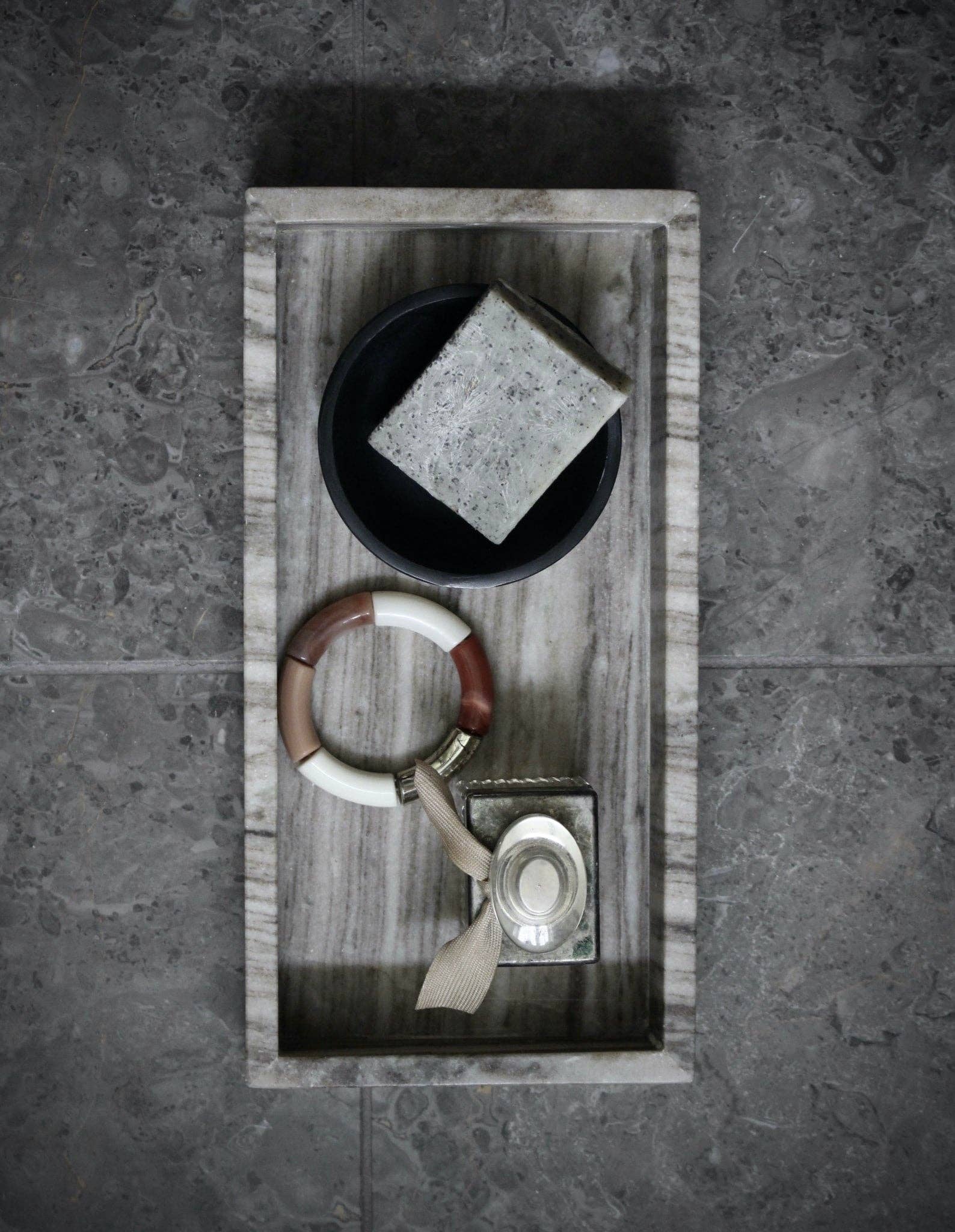 Marble Brown/Grey Tray 15x30cm