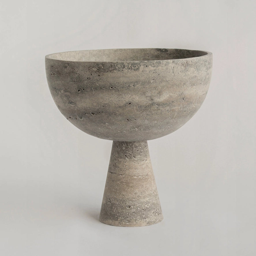 Eclipse Travertine Pedestal Bowl