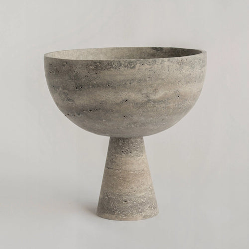 Eclipse Travertine Pedestal Bowl