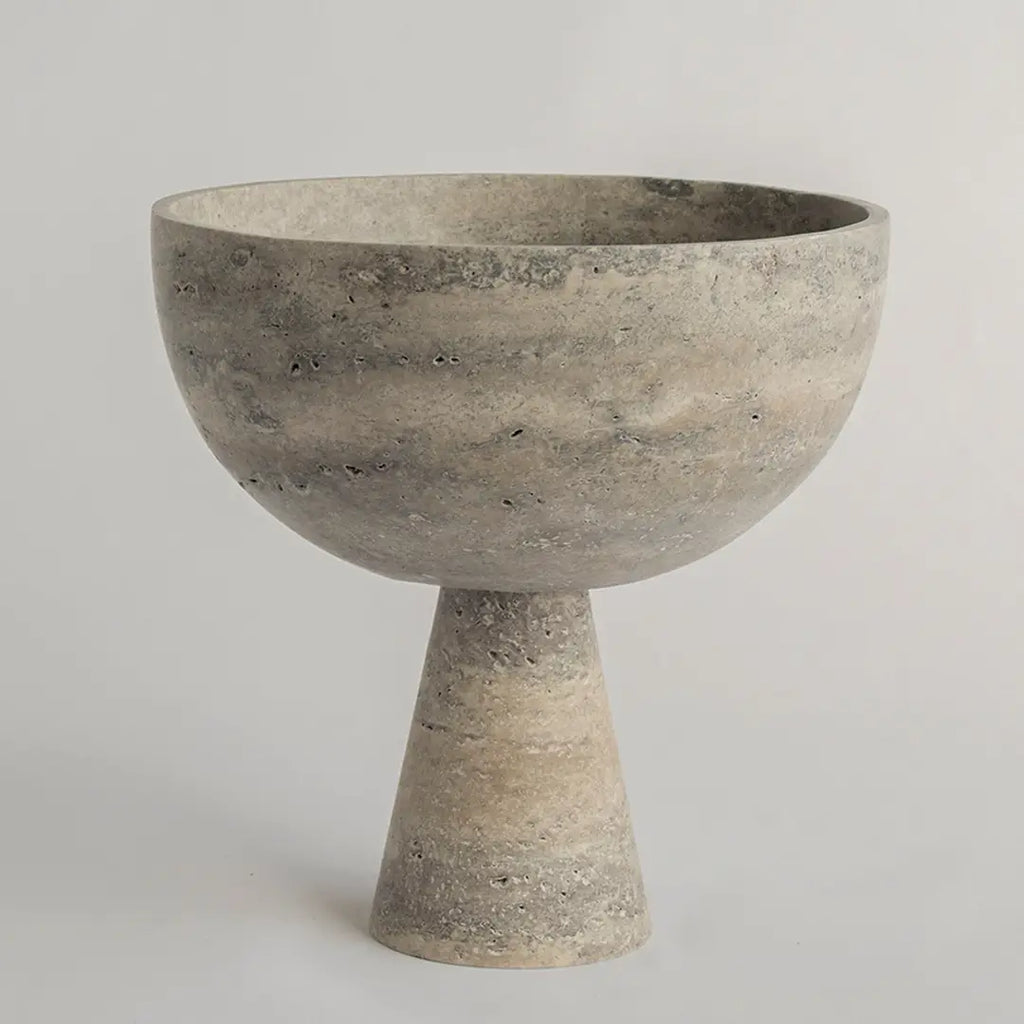 Eclipse Travertine Pedestal Bowl