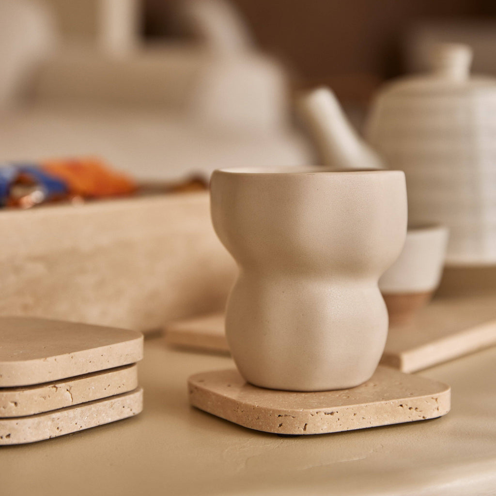 S/4 Organic Travertine coasters