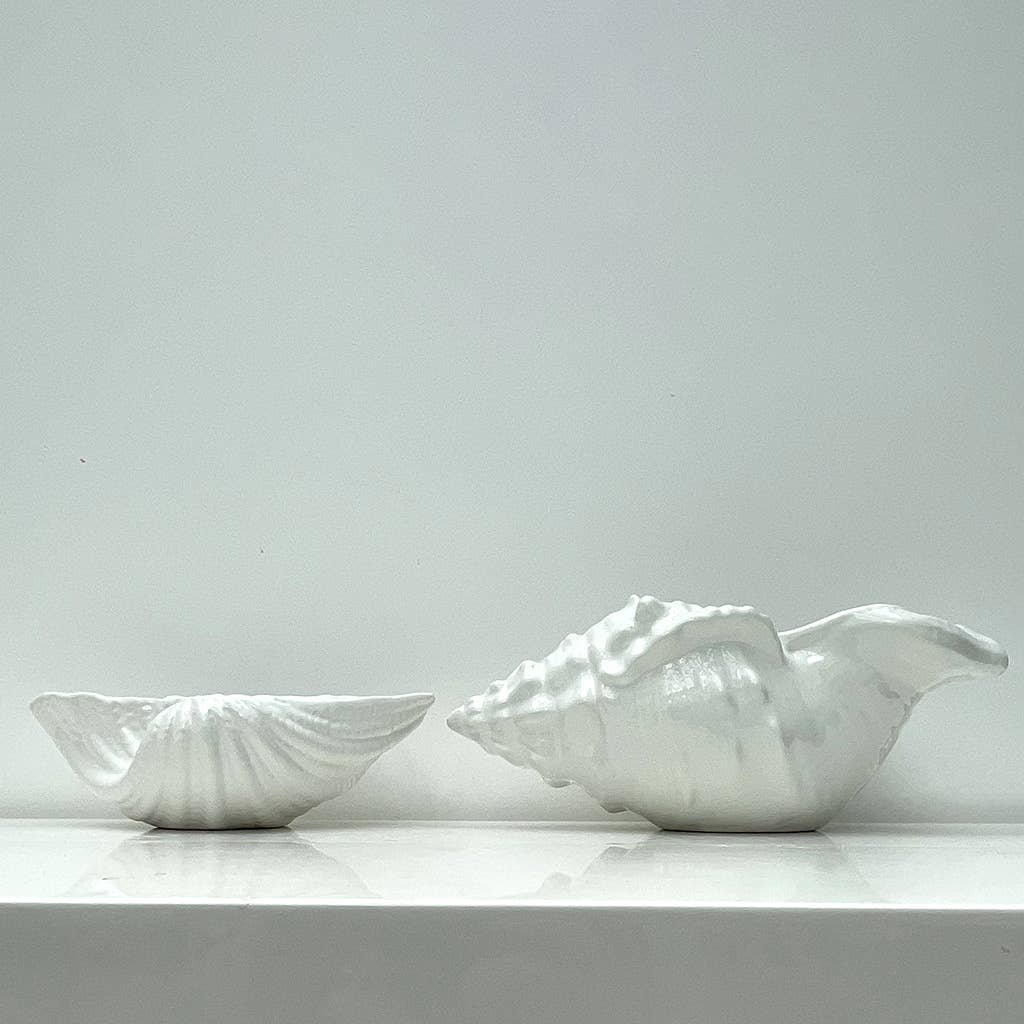 Deco white neptune pot L23 D16 H8cm