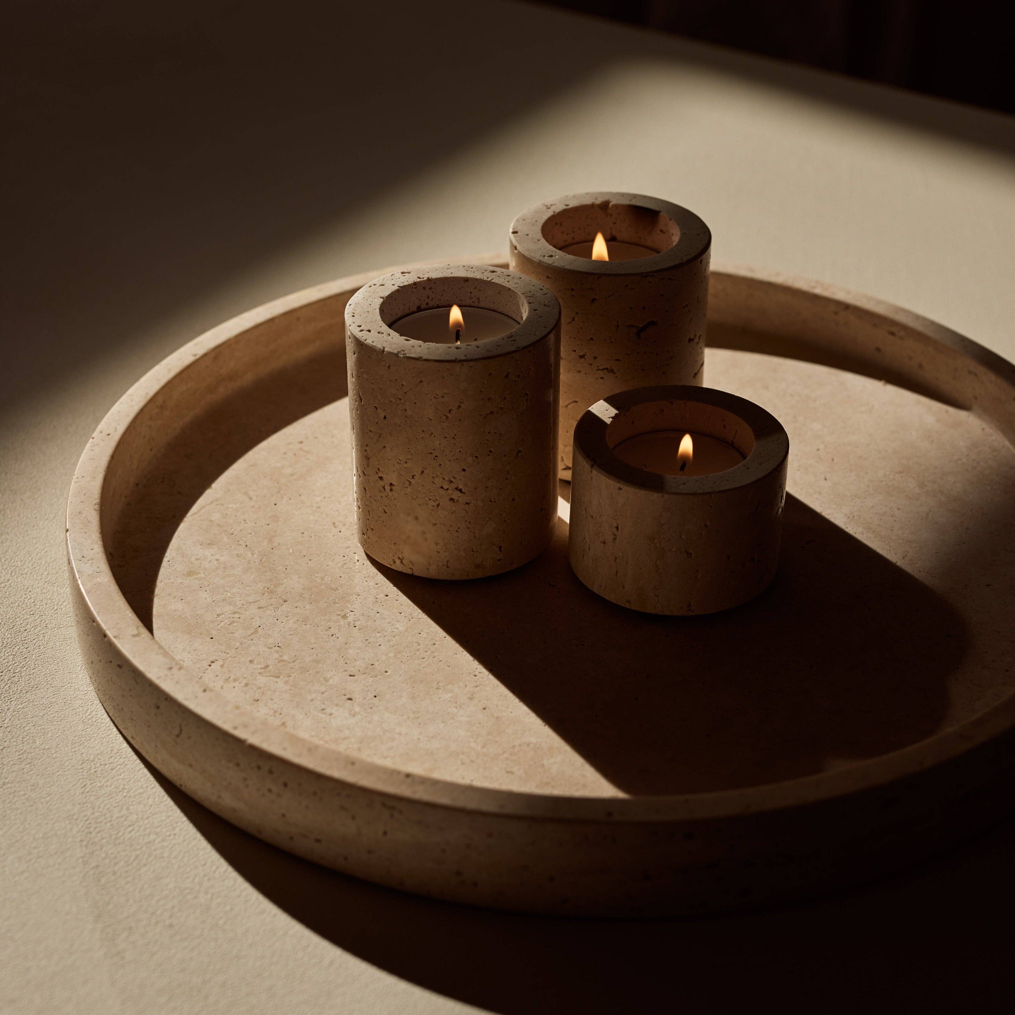 Travertine Tray Round w/Edge Ø30cm